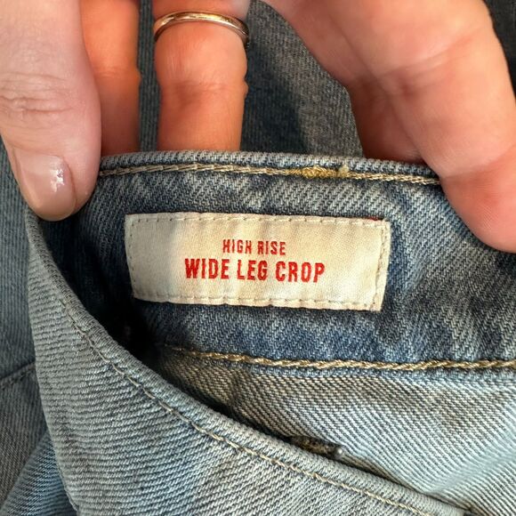 Lucky Brand Women's Size 14/32 High Rise Wide Leg Cropped Blue Denim‎ Jeans - Picture 5 of 16